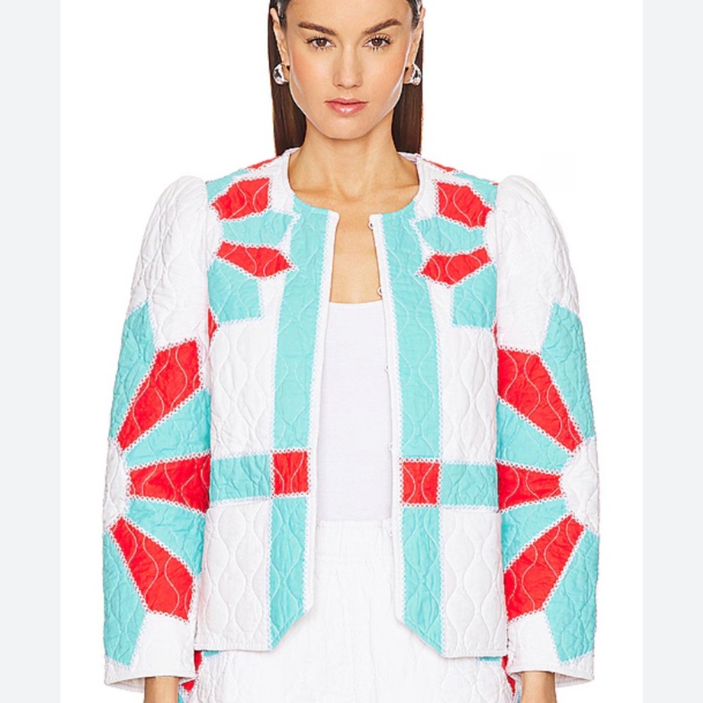 Rhode Quilted Jacket in Red and Blue